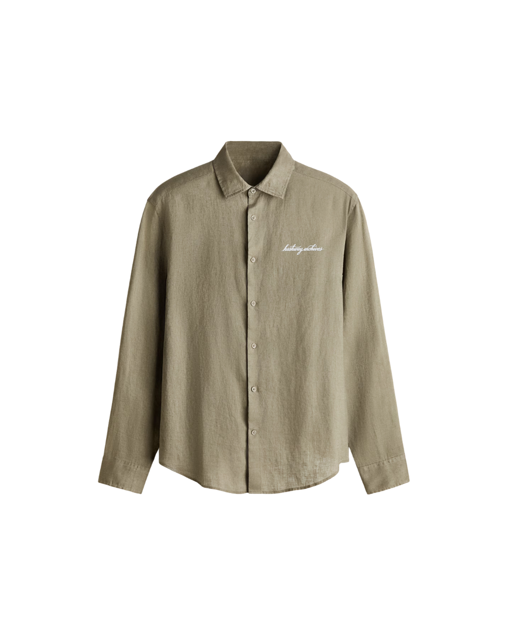 HASHWAY LINEN EMBROIDERED SHIRT - KHAKI