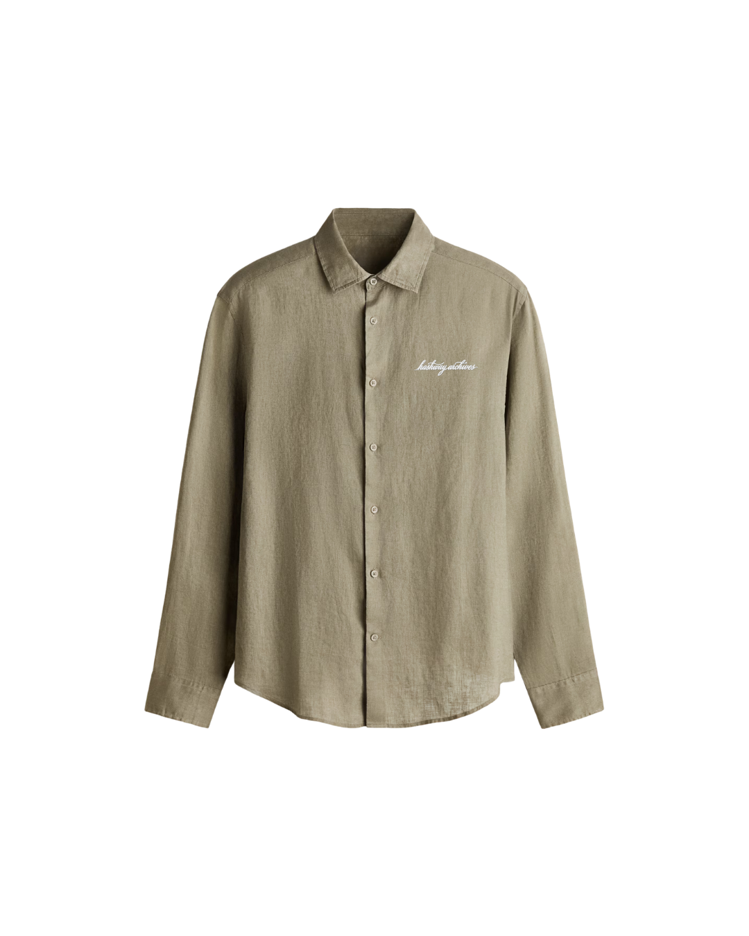 HASHWAY LINEN EMBROIDERED SHIRT - KHAKI