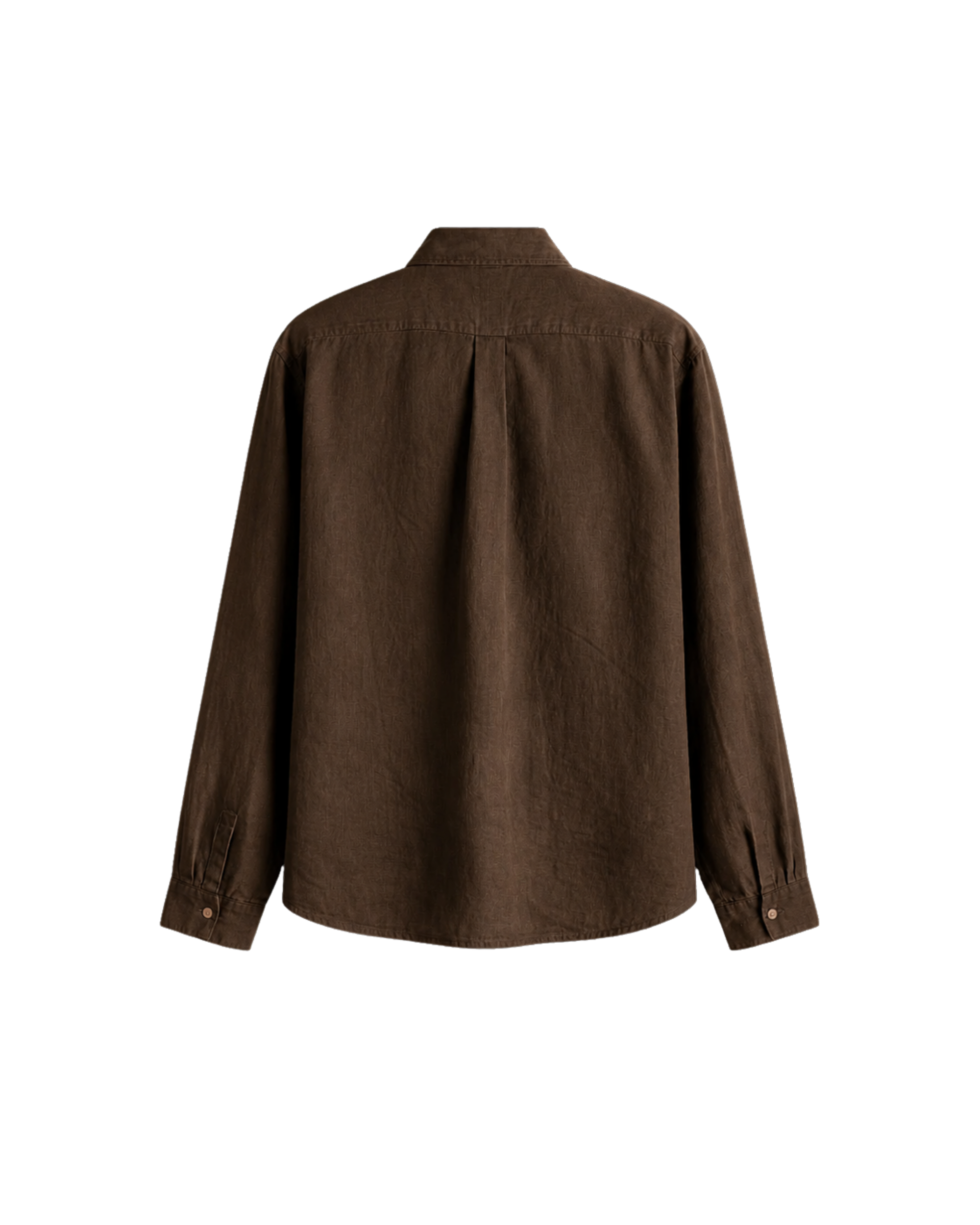 HASHWAY LINEN EMBROIDERED SHIRT - BROWN
