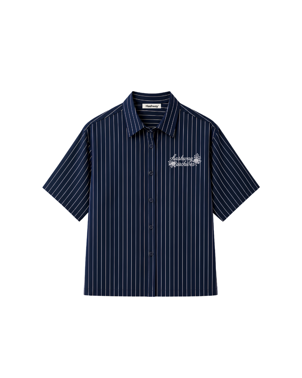 HASHWAY ARCHIVES EMBROIDERED FLORAL SHIRT - NAVY
