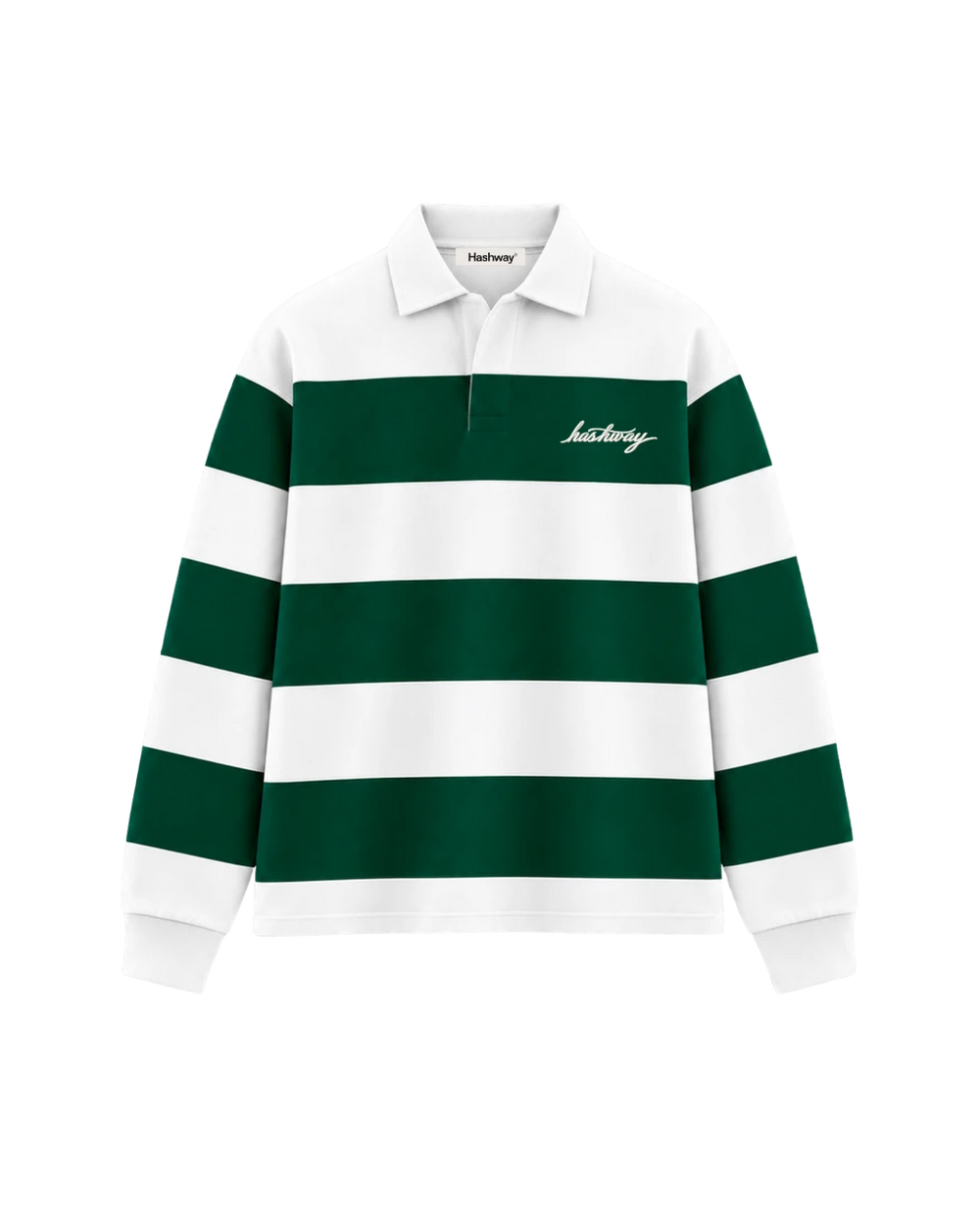 THE HERITAGE LONG SLEEVE POLO — WHITE / GREEN