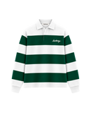 THE HERITAGE LONG SLEEVE POLO — WHITE / GREEN