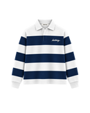 THE HERITAGE LONG SLEEVE POLO — WHITE / NAVY