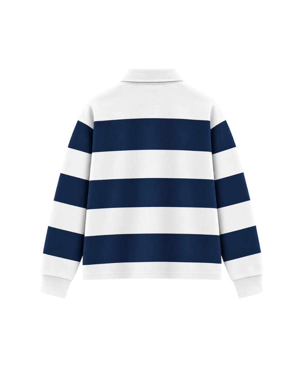 THE HERITAGE LONG SLEEVE POLO — WHITE / NAVY