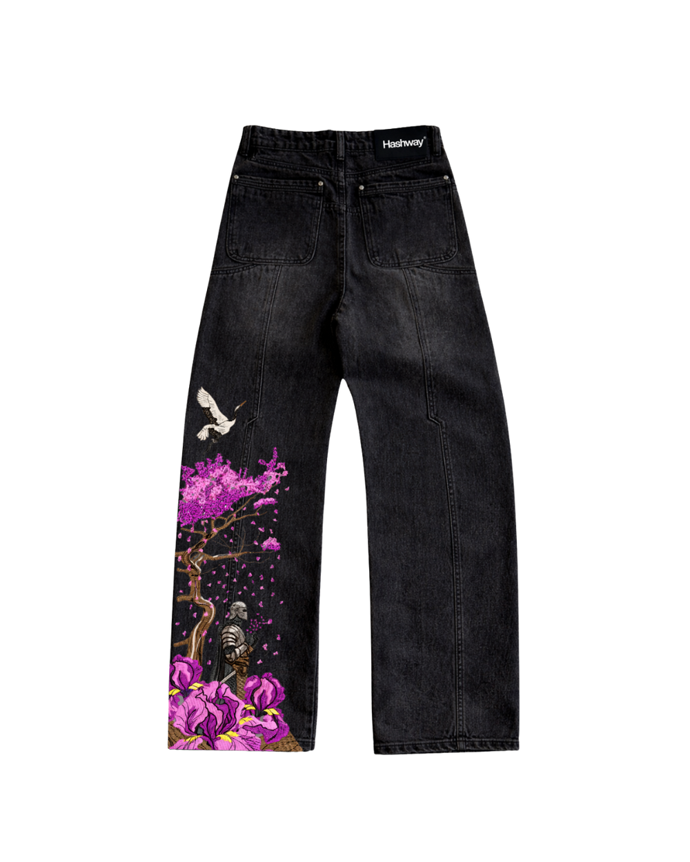 IRON & PETALS EMBROIDERED BLACK DENIMS - LIMITED EDITION