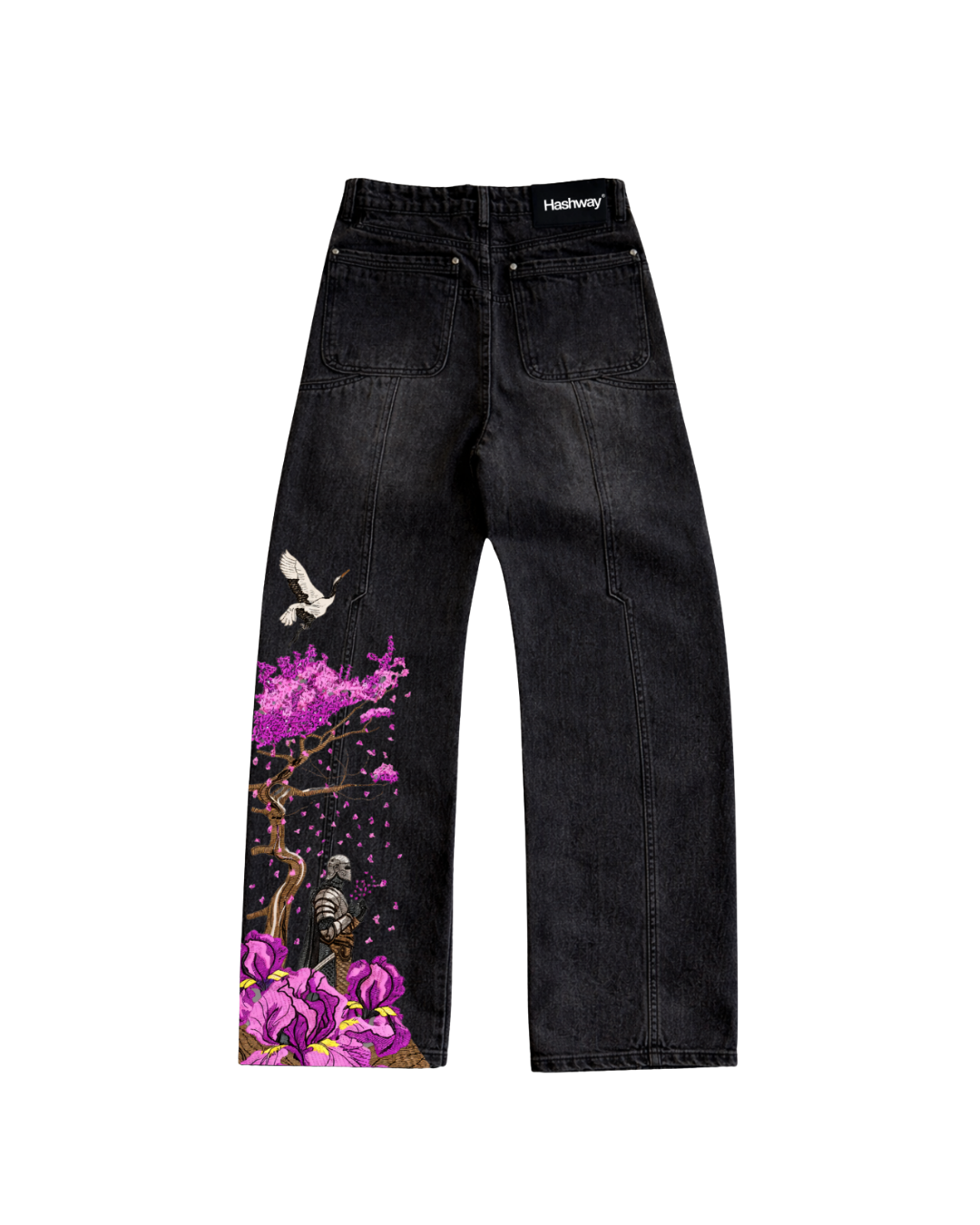 IRON & PETALS EMBROIDERED BLACK DENIMS - LIMITED EDITION