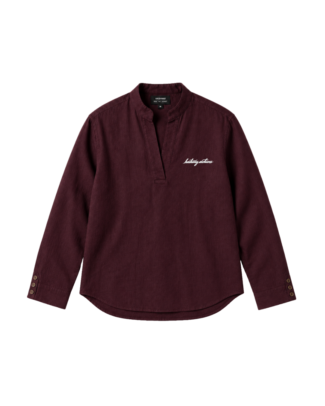 LA PIEGA NERO EMBROIDERED LINEN SHIRT - DARK BURGUNDY