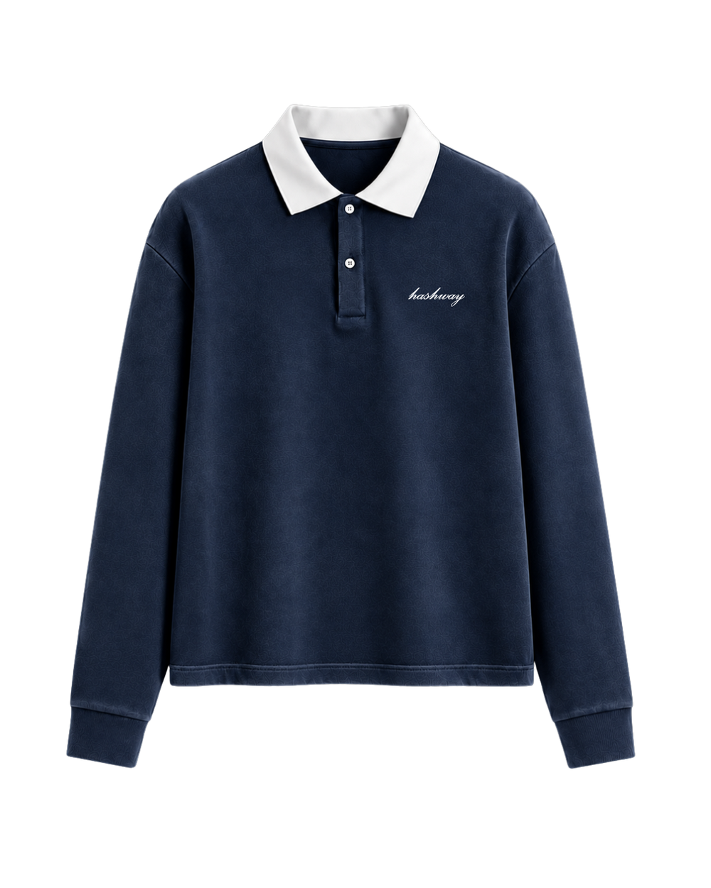 HASHWAY LONG SLEEVE POLO TEE - FADED NAVY