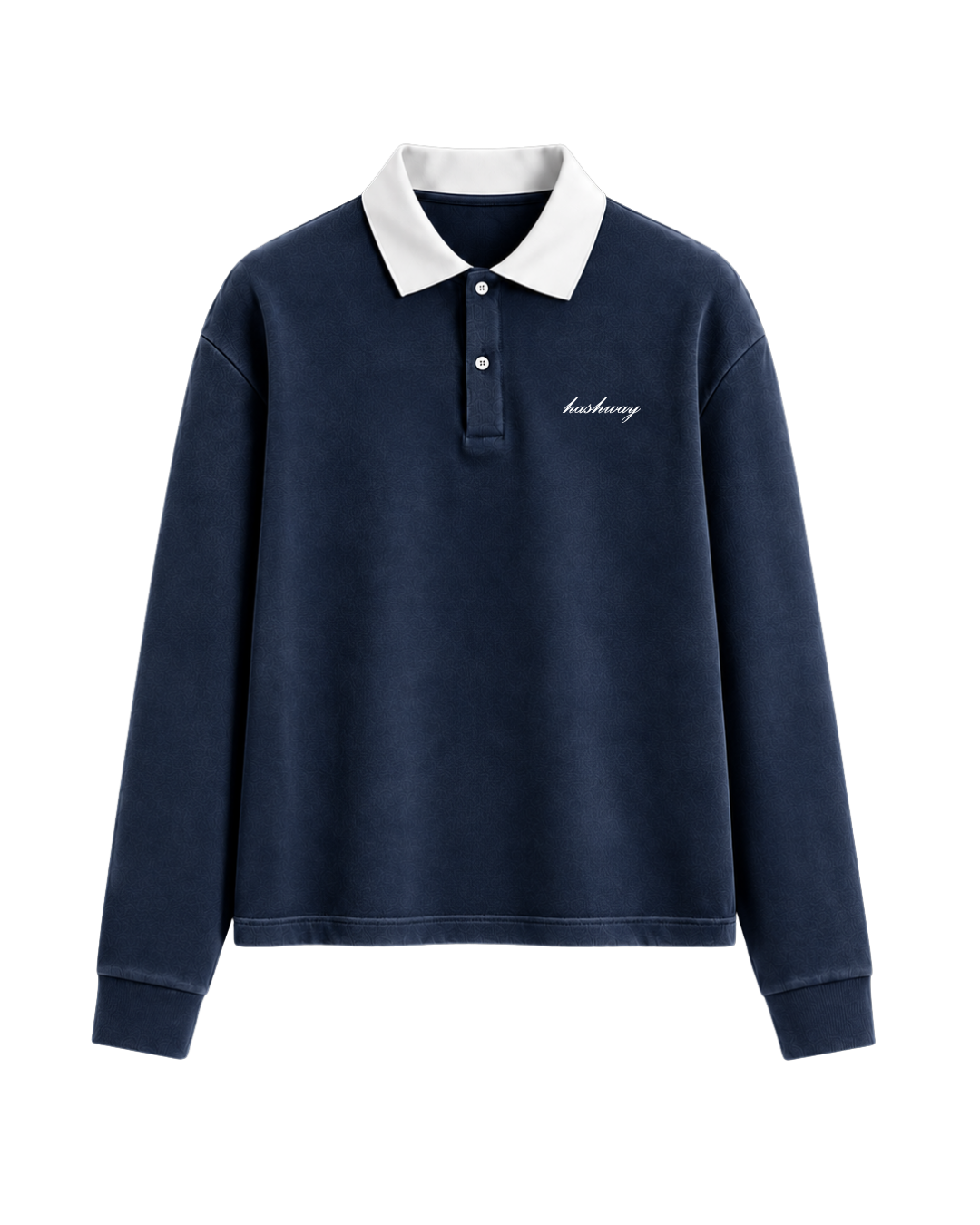 HASHWAY LONG SLEEVE POLO TEE - FADED NAVY