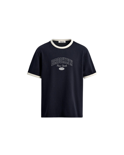 HASHWAY BROOKLYN RINGER TEE - NAVY BLUE