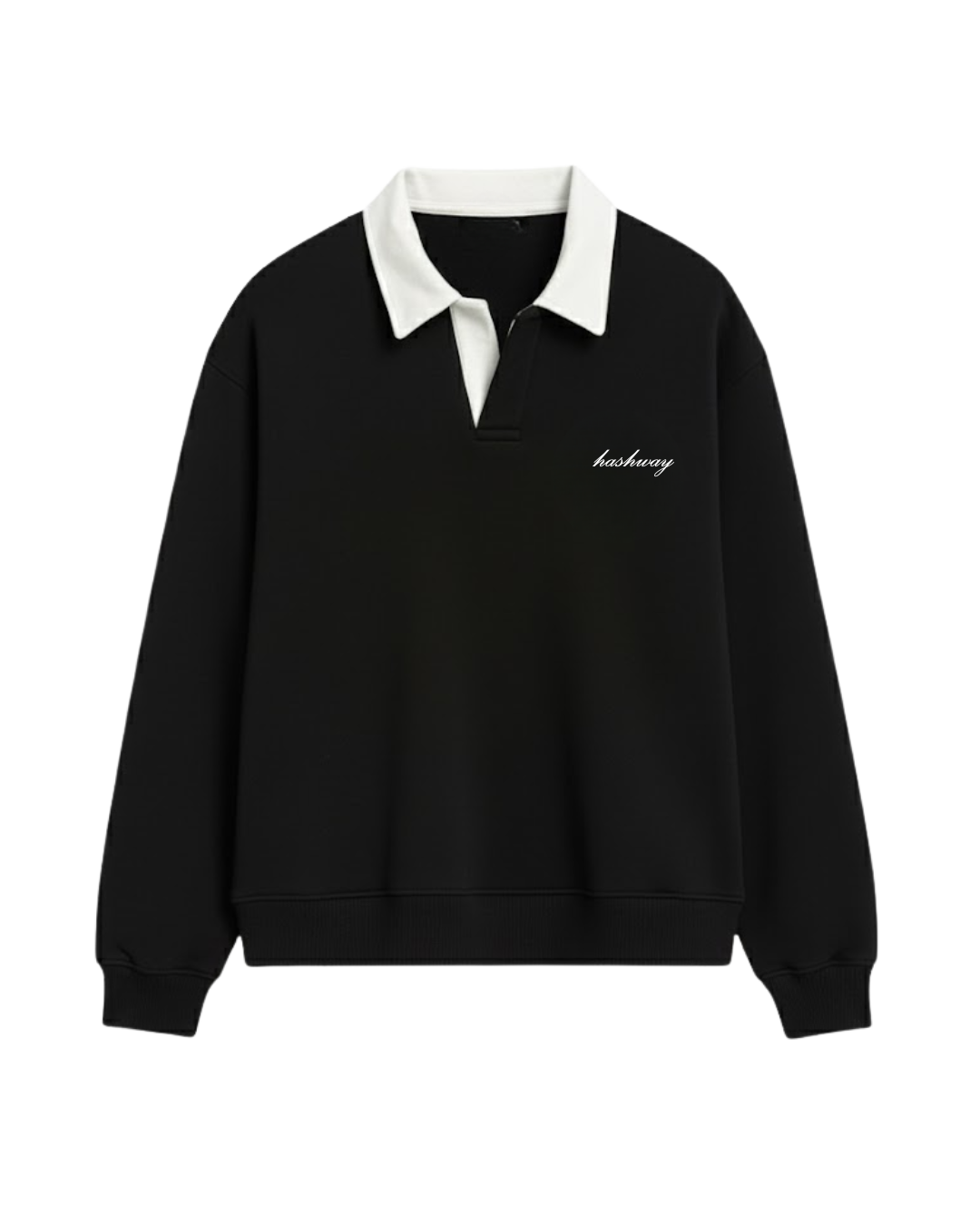 HASHWAY CLASSIC POLO SWEATSHIRT - BLACK