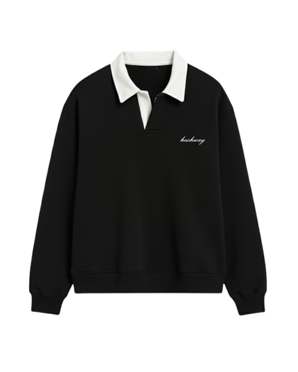 HASHWAY CLASSIC POLO SWEATSHIRT - BLACK