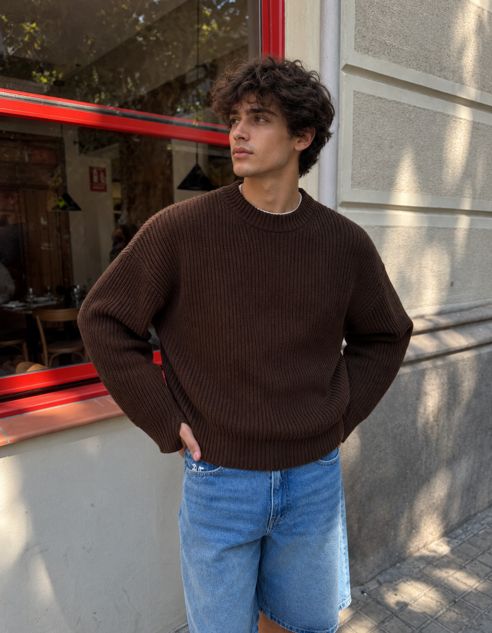HASHWAY WAVY KNIT SWEATER - BROWN