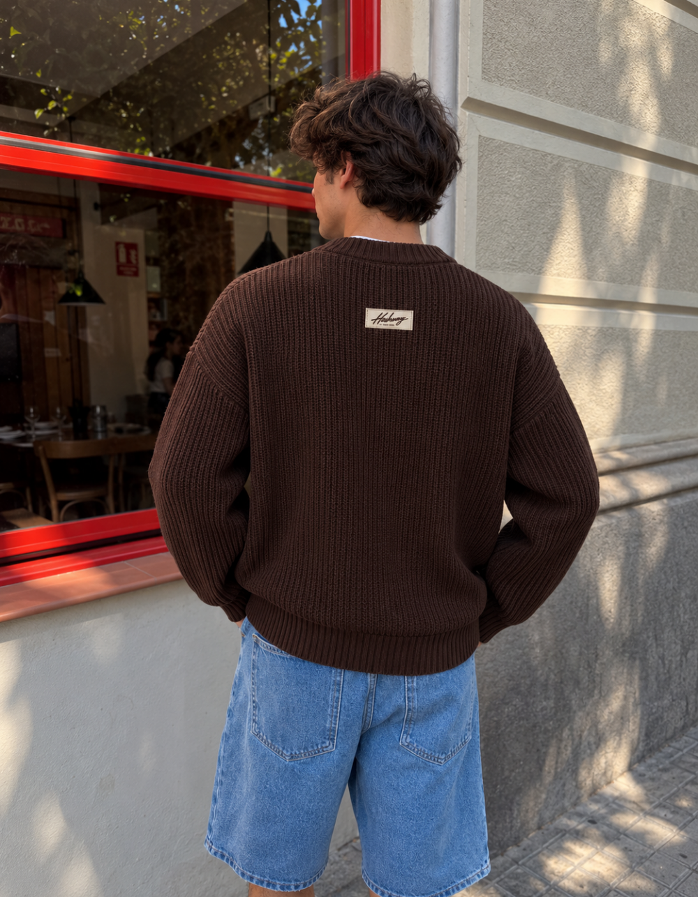 HASHWAY WAVY KNIT SWEATER - BROWN