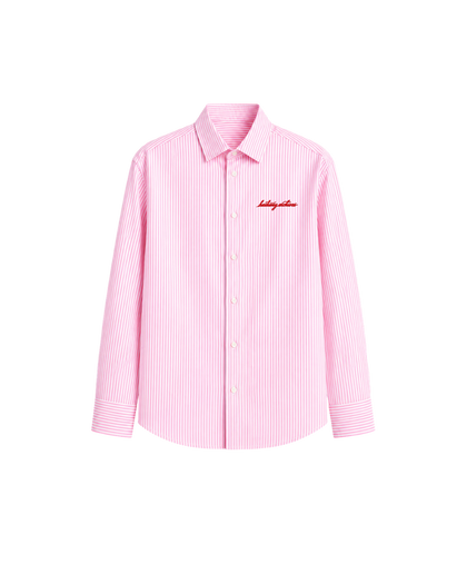 HASHWAY ARCHIVES EMBROIDERED STRIPED SHIRT - PINK