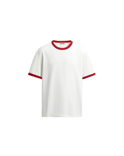 HASHWAY BASIC RINGER TEE - WHITE/RED