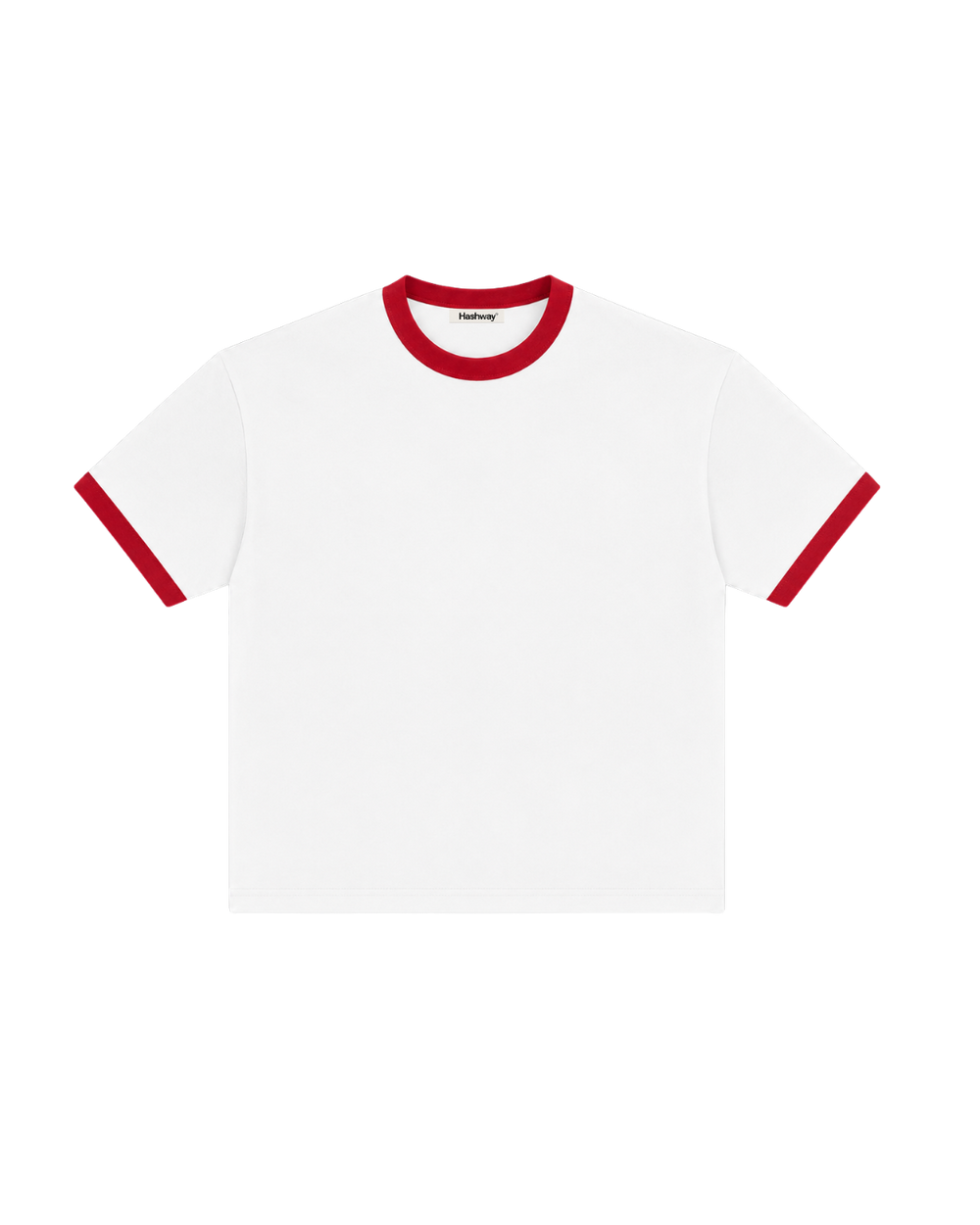 HASHWAY BASIC RIBBED TEE - WHITE/RED