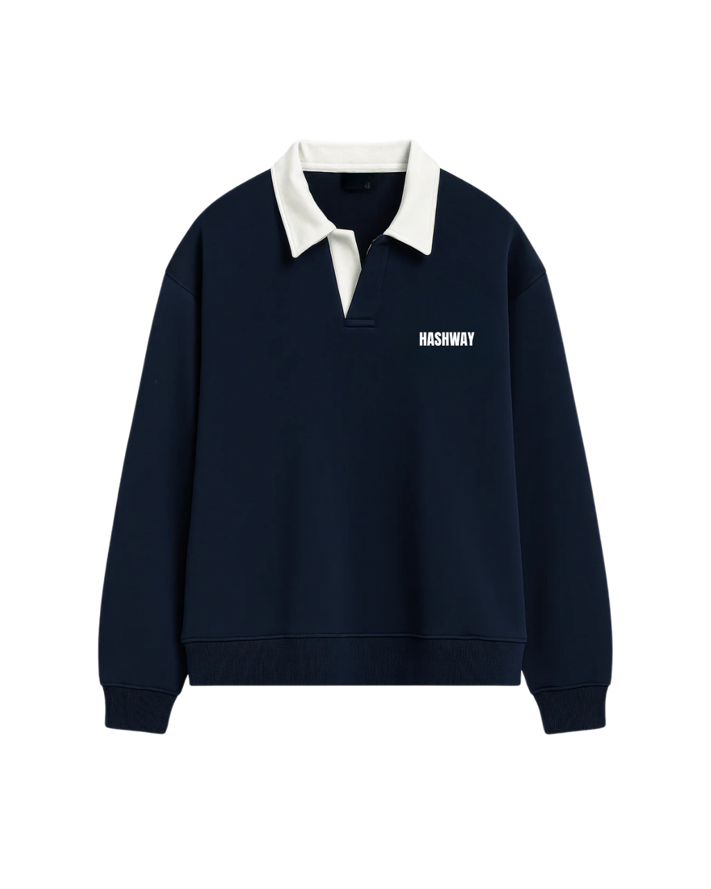 WORKING OVERTIME POLO SWEATSHIRT - NAVY