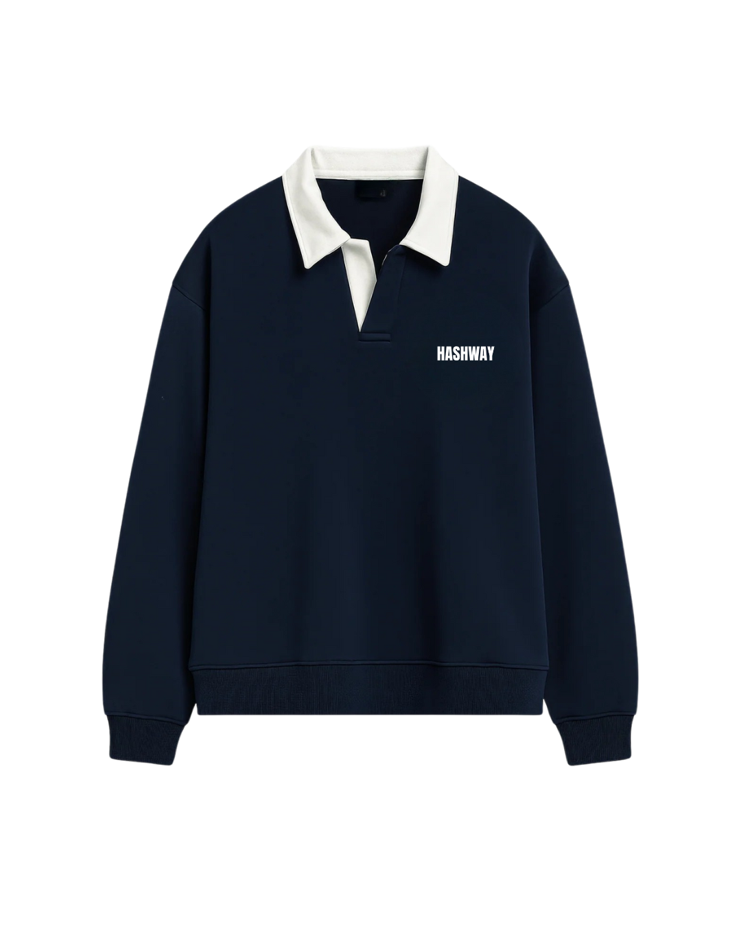 WORKING OVERTIME POLO SWEATSHIRT - NAVY