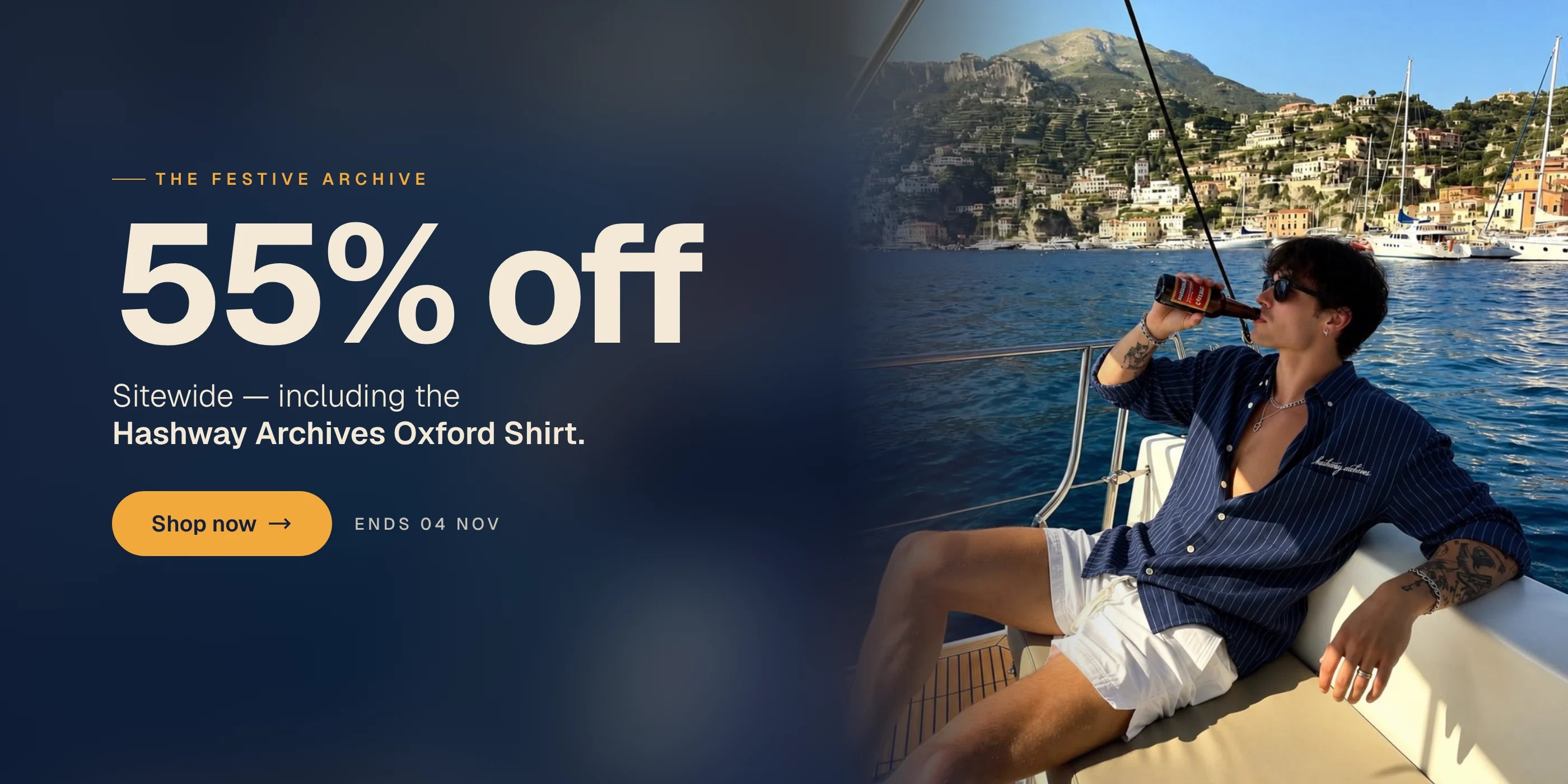 The Festive Archive — 55% off sitewide, including the Hashway Archives Oxford Shirt. Ends 4 Nov.